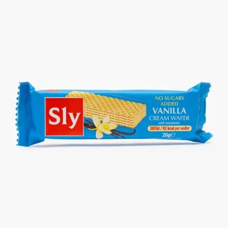Vanilla cream waffles, sugar free, 20 g, Sly Nutrition