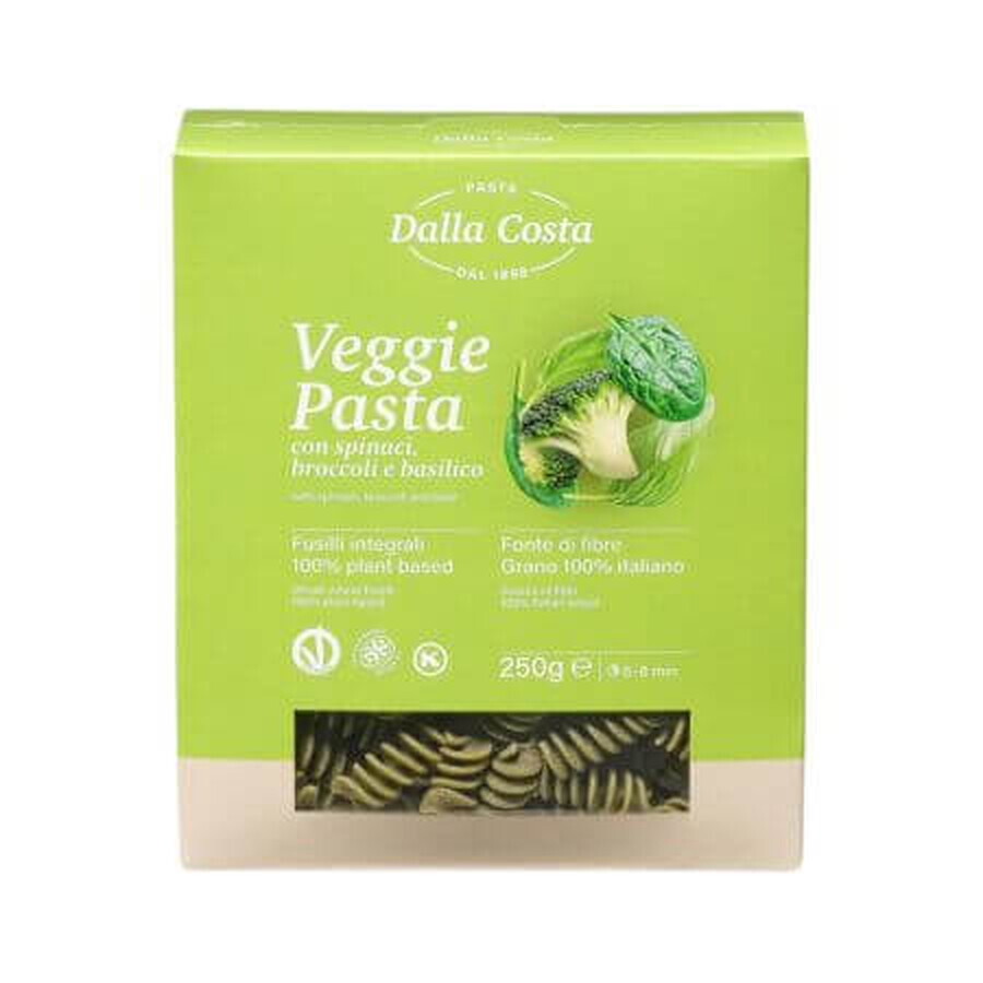 Fusilli di grano duro con broccoli, spinaci e basilico, 250 g, Dalla Costa