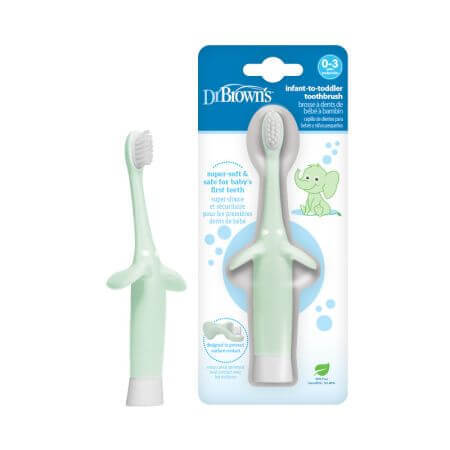 Brosse à dents pour enfants, vert menthe, 0-3 ans, Dr.