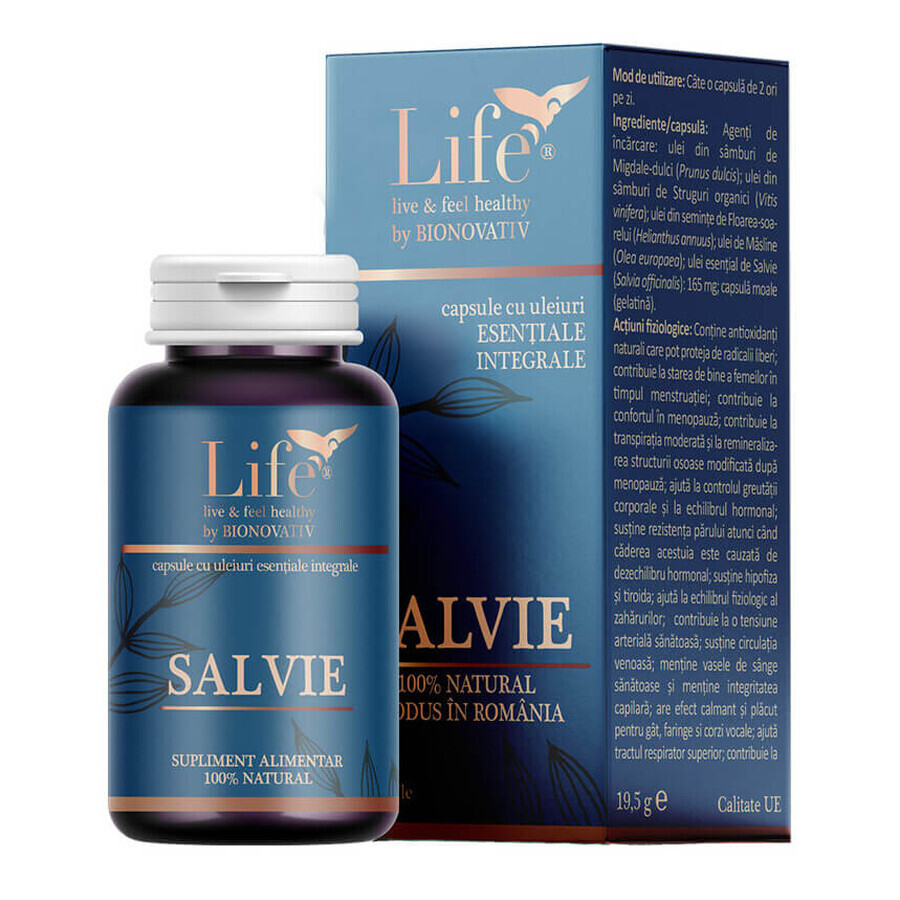 Sage with whole essential oil, 30 capsules, Bionovativ