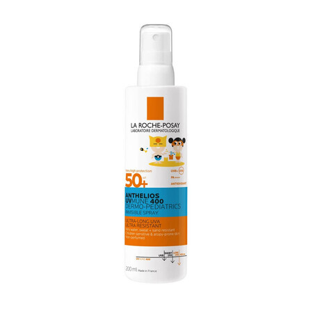 Anthelios Dermo-Pédiatrie Spray solaire invisible SPF50+ pour le visage et le corps des enfants, 200 ml, La Roche-Posay