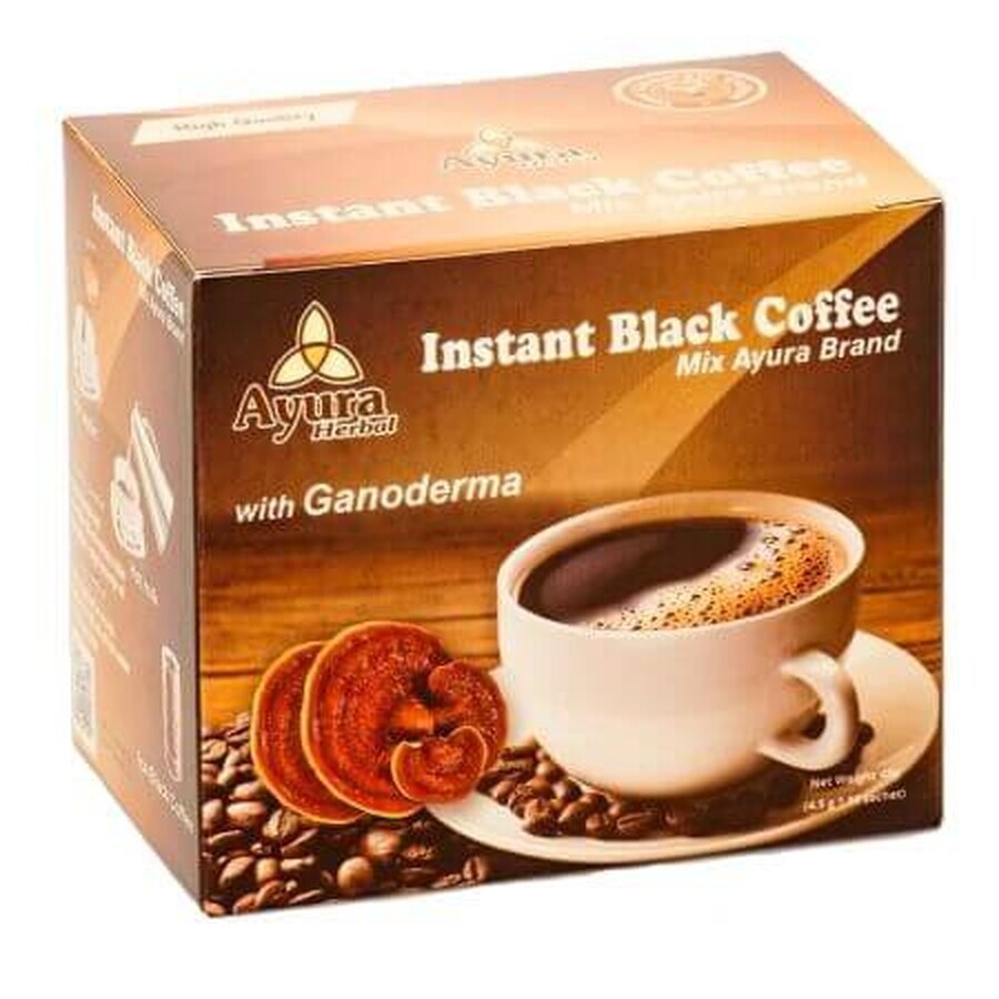 Zwarte koffie met ganoderma Instant Coffee Mix, 10 zakjes, Ayura Herbal