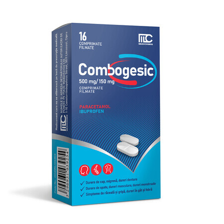 Combogesic, 500mg/150mg, 16 filmomhulde tabletten, Medochemie