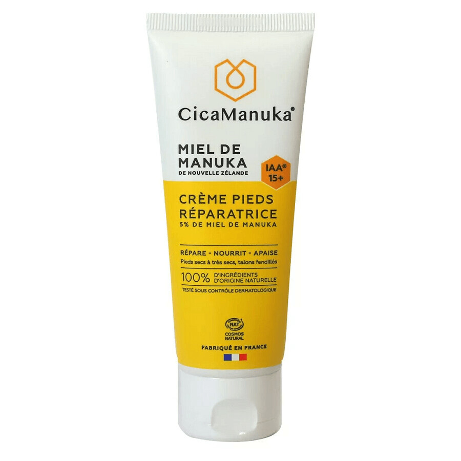 Crema reparatoare pentru picioare cu 5% miere de Manuka IAA15+, ecologica, 75 ml, CicaManuka