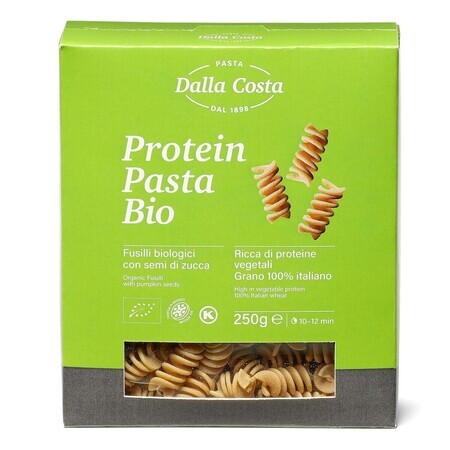 Fusilli di pasta proteica biologica con semi di zucca, 250 g, Dalla Costa