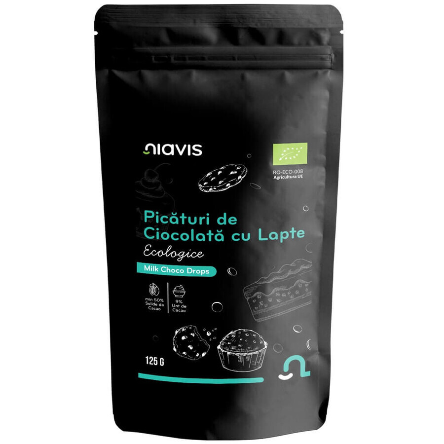 Gouttes de chocolat au lait bio, 125 g, Niavis