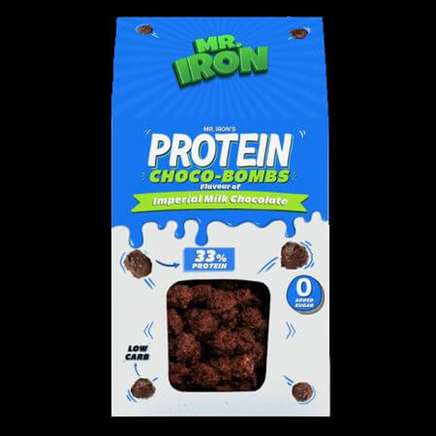 Praline proteiche al cioccolato al latte, ChocoBombs senza zucchero e senza glutine, 100 g, Mister Iron