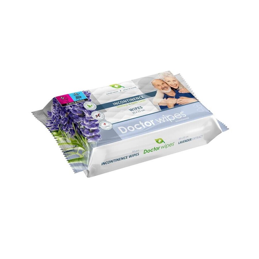 Vochtige doekjes met lavendelextract voor incontinentie, 50 stuks, Doctor Wipe's