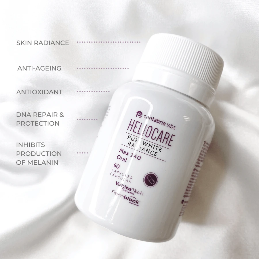 Heliocare Purewhite Radiance complemento alimenticio para la piel, 240 mg, 60 cápsulas, Cantabria