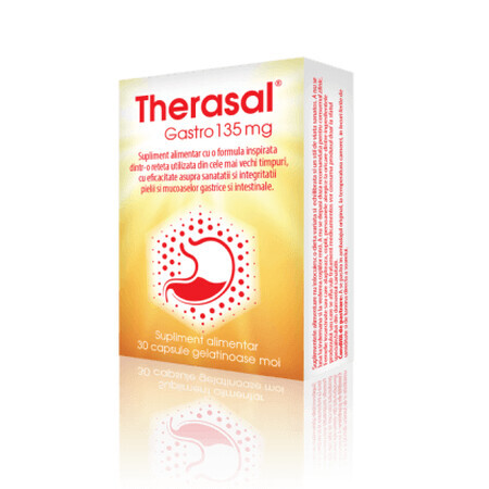 Supliment pentru sanatatea pielii si mucoaselor gastrice Therasal Gastro 135 mg, 30 capsule, Vedra