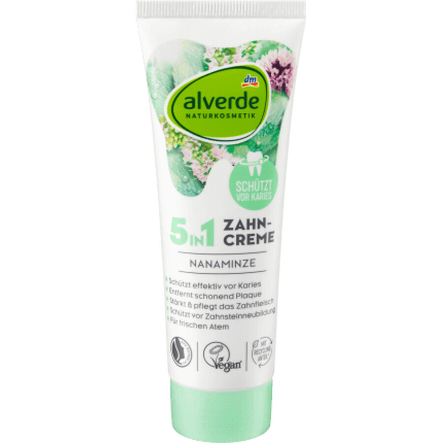 Alverde Naturkosmetik Dentifricio Menta Nana 5in1, 75 ml