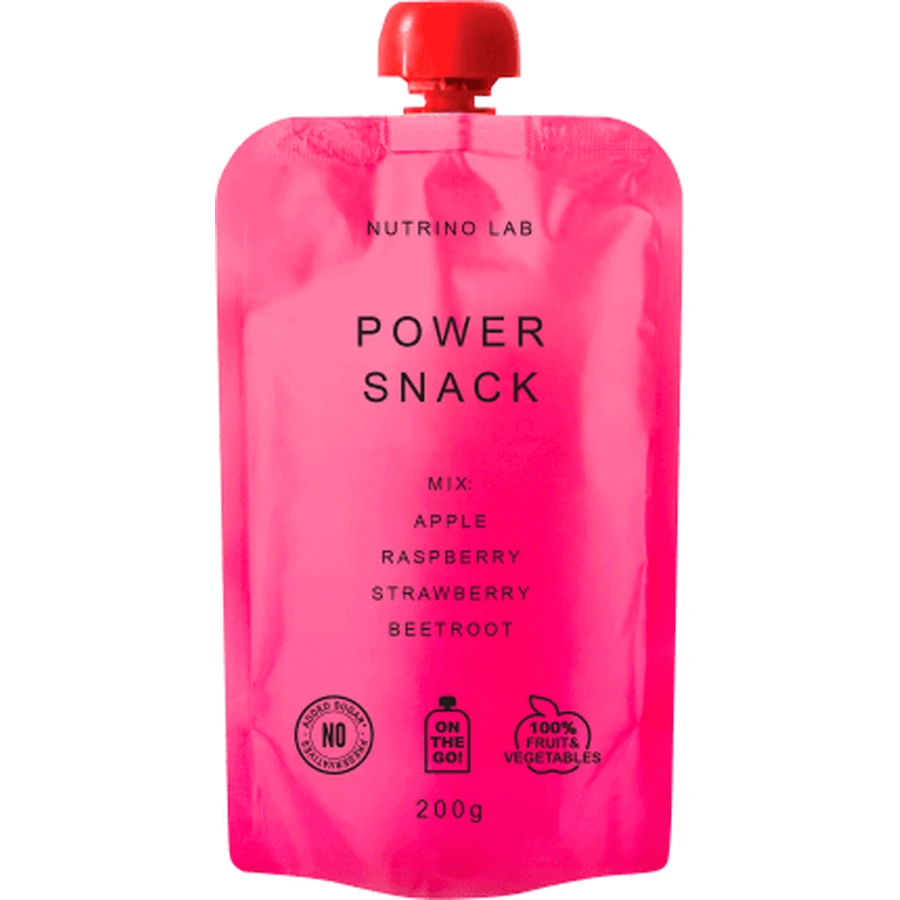Nutrino Lab Power Snack, piure mar, zmeura, capsuna si sfecla rosie, 200 g