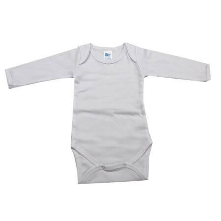 Rib romper lange mouw, 3-6 maanden, Wit, Baltic Baby