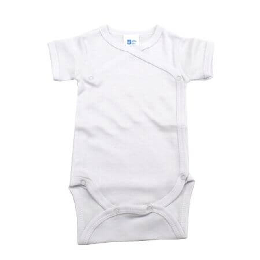 Ribkatoenen romper met korte mouw, 0-3 maanden, Wit, Baltic Baby