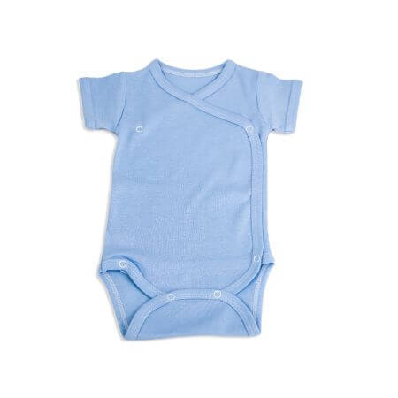 Ribkatoenen romper met korte mouw, 0-3 maanden, Blauw, Baltic Bebe