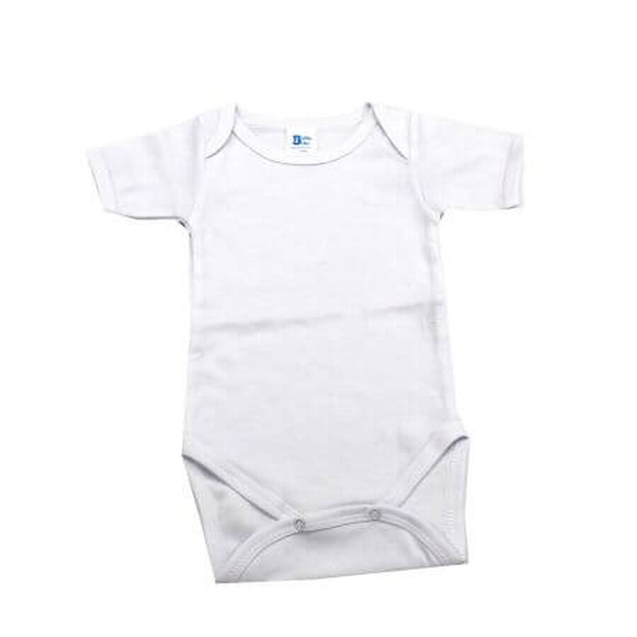 Rib romper korte mouw, 6-12 maanden, Wit, Baltic Baby