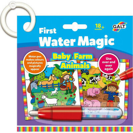 Libro para colorear, Animales de granja, Primera magia del agua, +18 meses, Galt