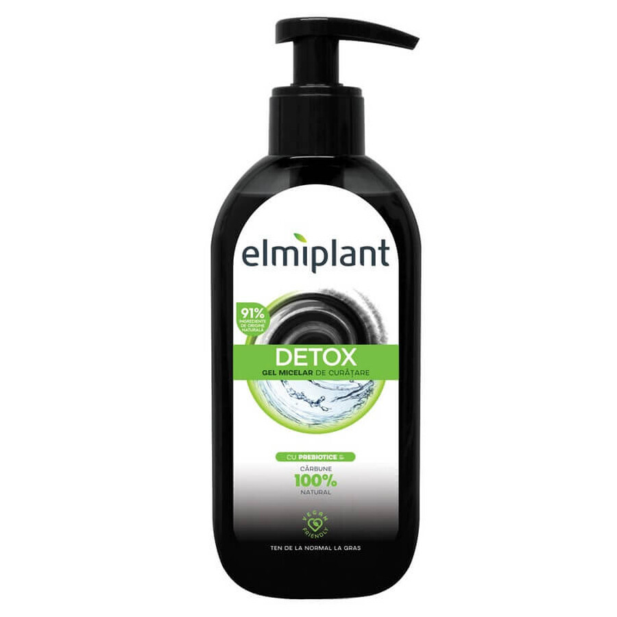 Micellar cleansing gel with charcoal for normal-oily skin Detox, 200 ml, Elmiplant