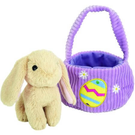 Jouet en peluche Lapin dans son panier, 0-36 mois, 12 cm, Jemini