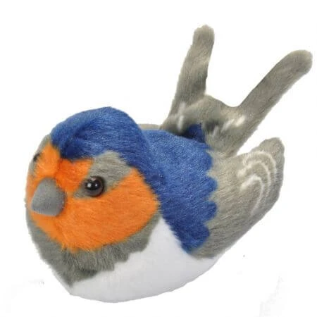 Pluche knuffel vogel met geluiden, 17 cm, Randunica, Wild Republic