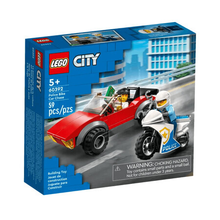 Polizist auf einem Motorrad, der ein Auto verfolgt Lego City, ab 5 Jahren, 60392, Lego