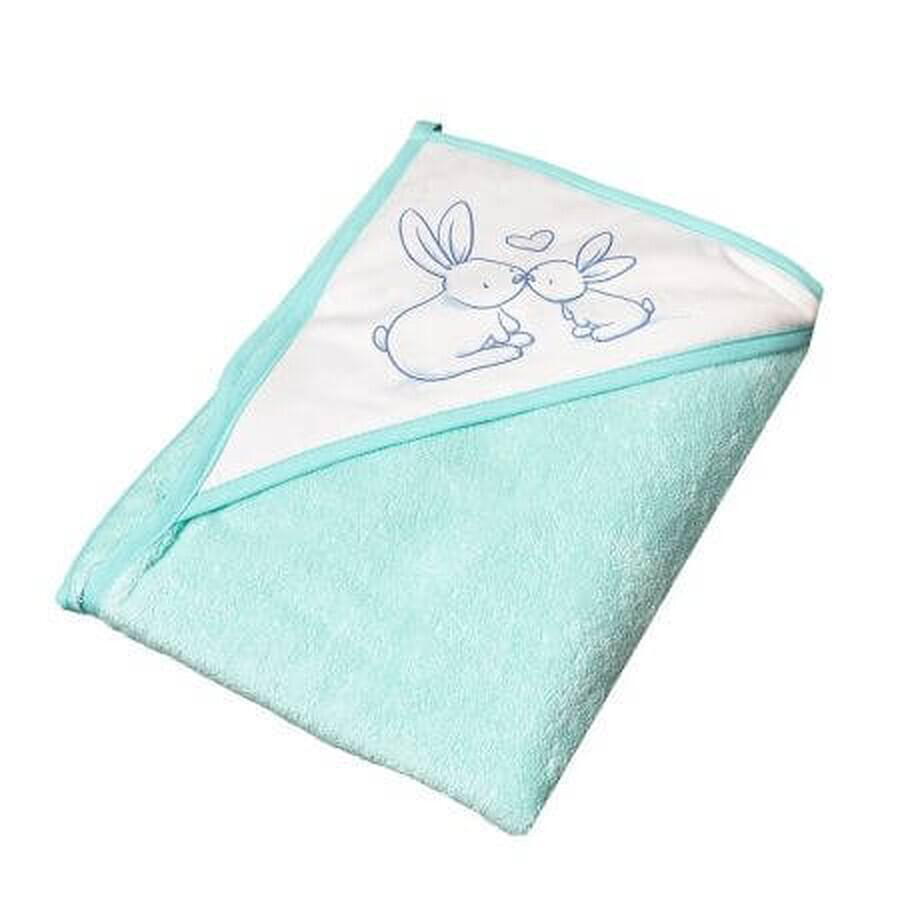 Little Bunnies badhanddoek met capuchon, 100x100cm, Groen, Tega Baby