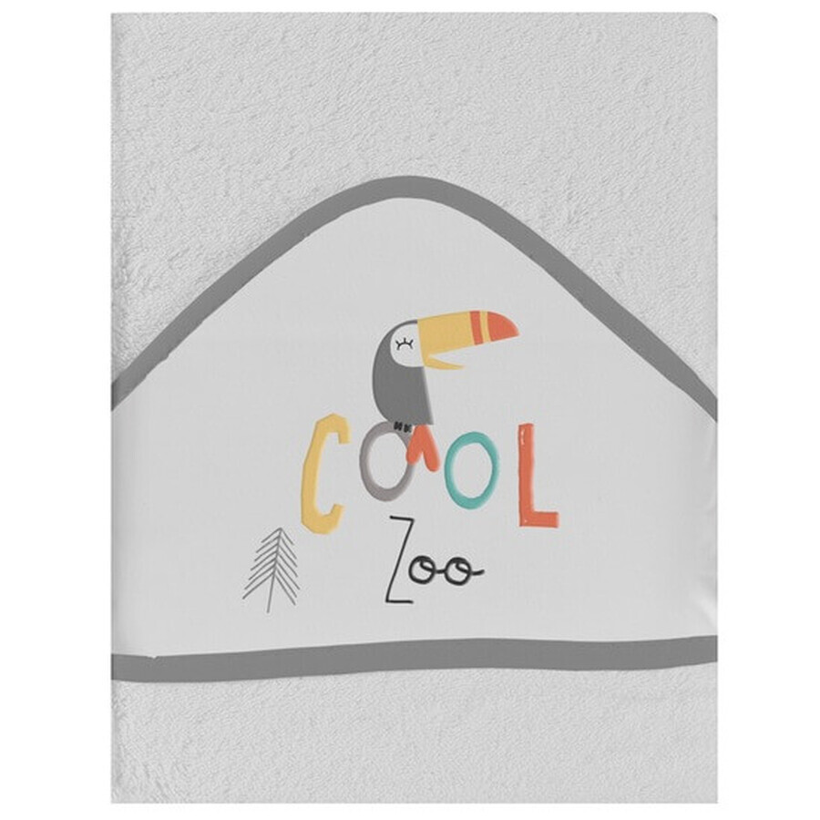 Asciugamano da bagno con cappuccio, grigio, Cool Zoo, 100x100 cm, Pirulos