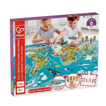 Puzzle 2 en 1 autour du monde, +5 ans, Hape