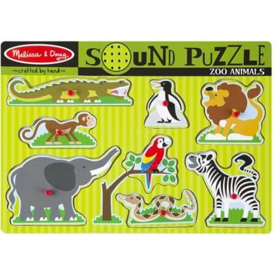 Houten puzzel met geluiden Dierentuindieren, +2 jaar, Melissa&amp;Doug