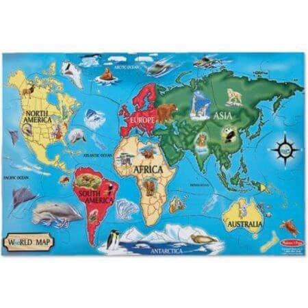 Weltkarte Bodenpuzzle, 33 Teile, Melissa und Doug