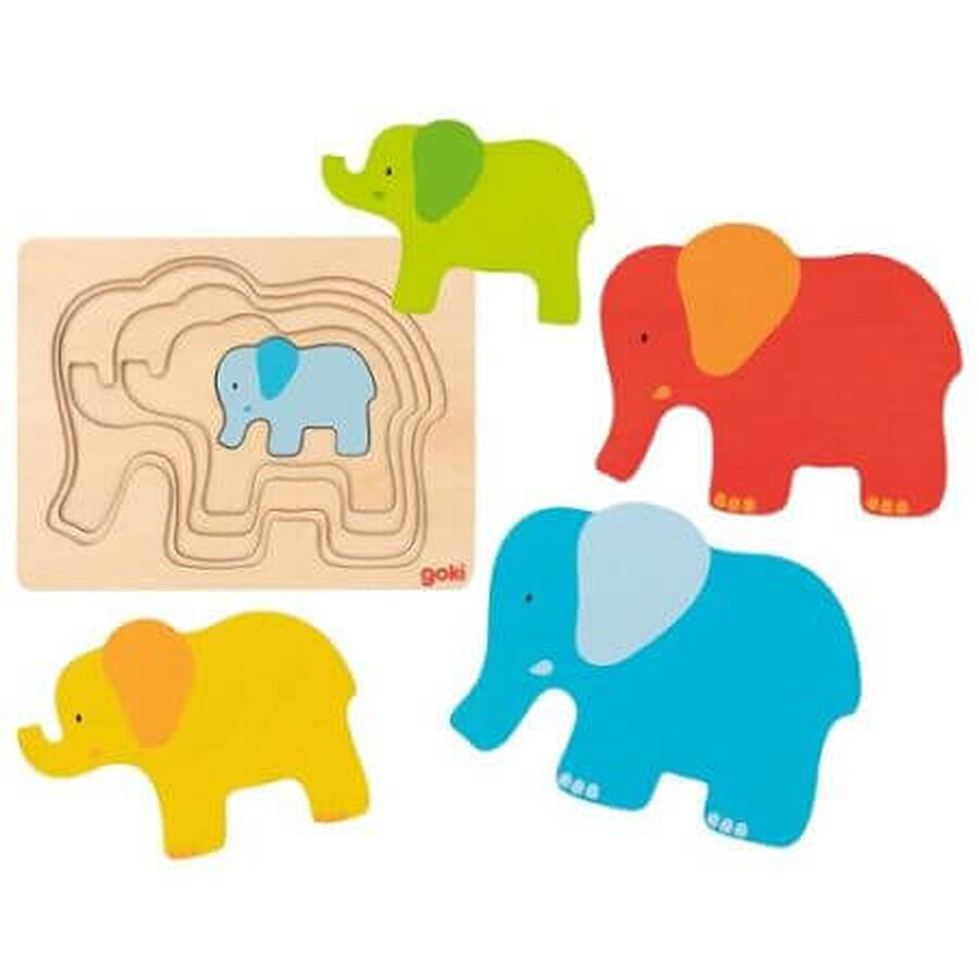 Puzzle superposé Eléphants, +2 ans, Goki