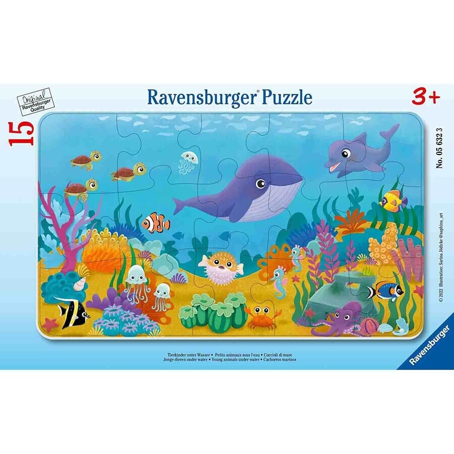 Casse-tête Animalute Marine, +3 ans, 15 pièces, Ravensburger