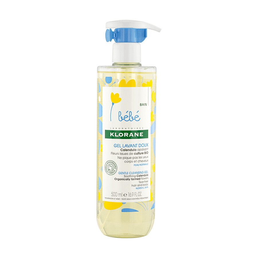 Gel spumant Klorane Bebe delicat pentru copii corp și păr, 500 ml + 500 ml