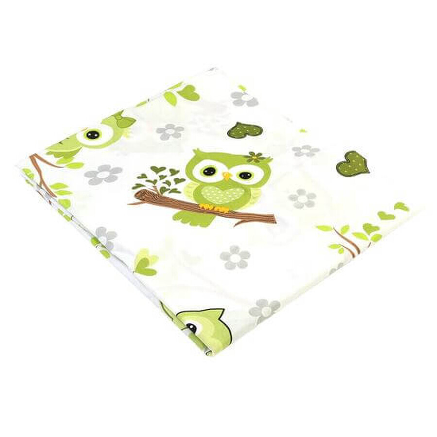 Laken met elastiek, groen Uil, 140x70 cm, Baltic Baby