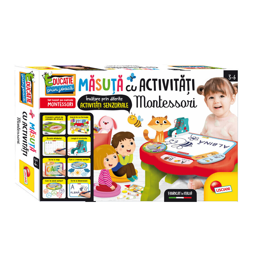 Table avec activités Montessori en roumain, +6 ans, Lisciani