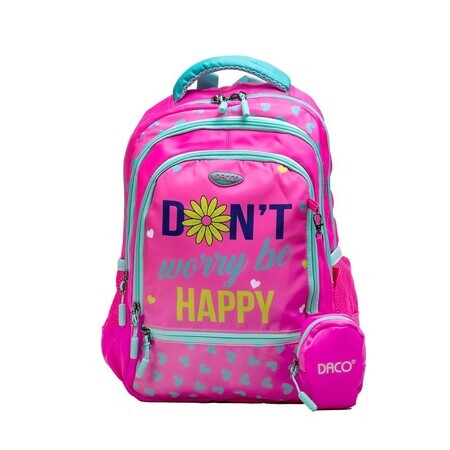 Roze rugzak Don't Worry be Happy, 38 cm, Daco