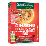 Ginseng Gelee Royale Guarana Acérola Bio, 20 ampoules, Santarome Natural