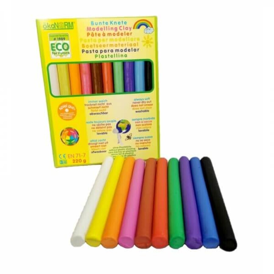 Plastilina multicolore, + 3 anni, 220 g, Okonorm