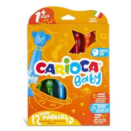 Set van 12 kleuren Teddy Markers Baby, +1 jaar, Carioca