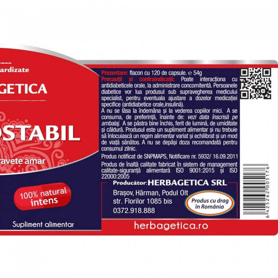 Glicemo Stabil, 120 capsules, Herbagetica