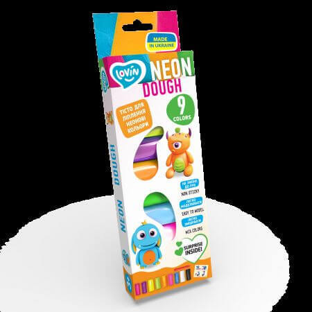 Set de pâte à modeler Lovin'Do, +3 ans, 9 couleurs, Neon, Okto