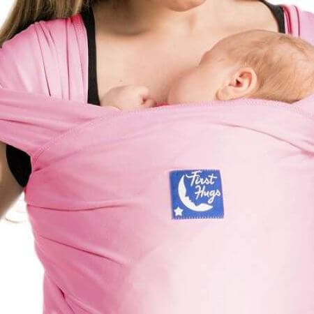 Draagsysteem voor baby's, elastische wikkels, roze, eerste knuffel