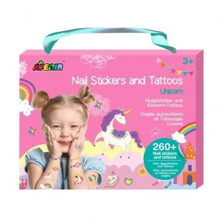Stickers voor nagels en tatoeages, +3 jaar, Eenhoorns, Avenir