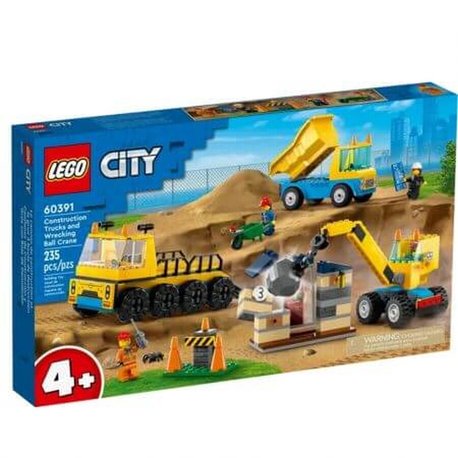 Camion da costruzione e gru a sfera per la demolizione, 4 anni +, 60391, Lego City