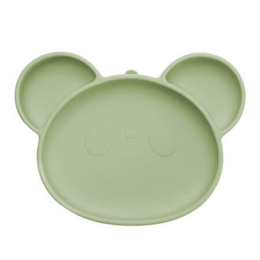 Assiette en silicone à ventouse Panda, 6 mois et +, Raw Green, Appekids