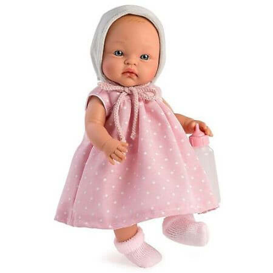 Baby Alex Puppe mit rosa Kleid und Flasche, +3 Jahre, 36 cm, Asivil