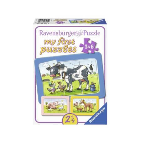 Puzzel Good Friends Dieren, + 3 jaar, 3 x 6 stukjes, Ravensburger