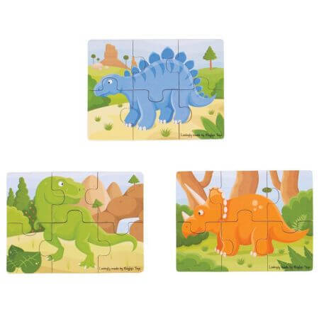 Lot de 3 puzzles en bois Dinosaures, Big Jigs