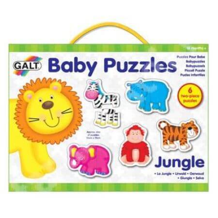 Lot de 6 puzzles pour bébés Animaux de la jungle, 2 pièces, Galt