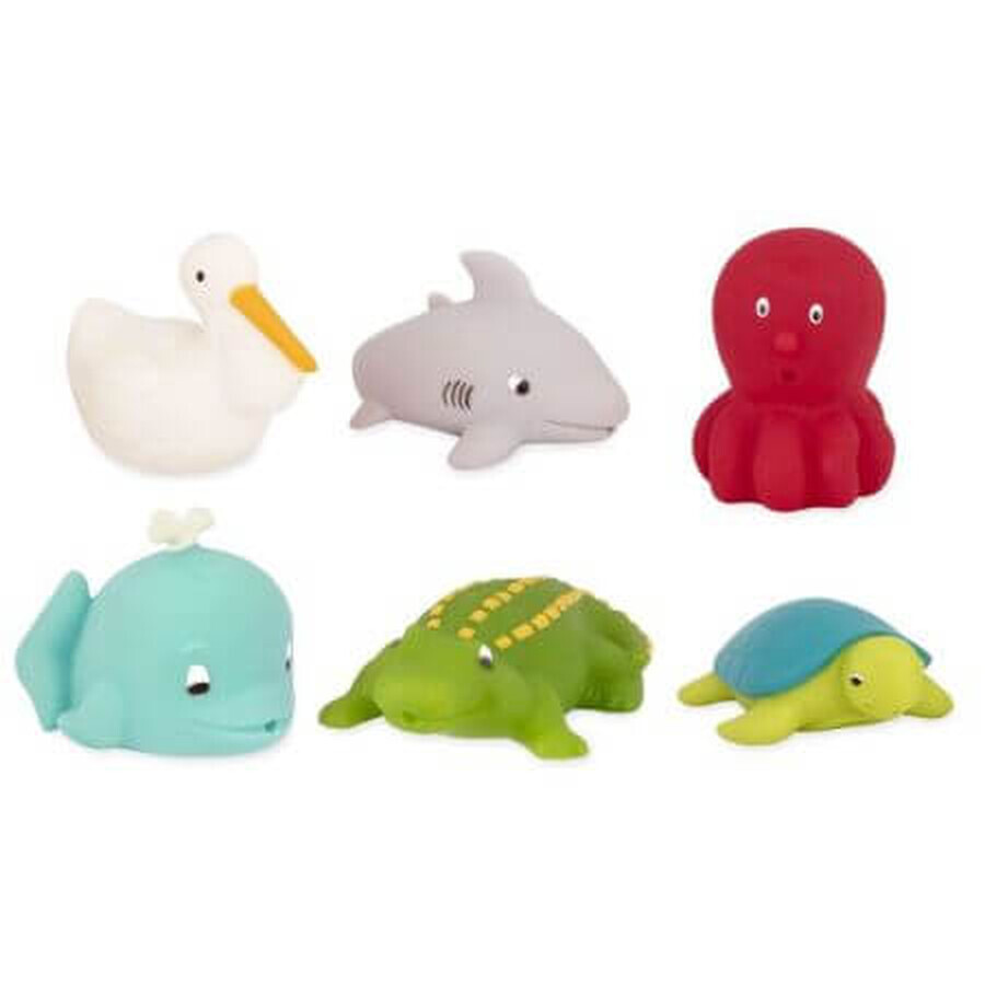 Lot de 6 jouets de bain pour animaux marins, +10 mois, Battat